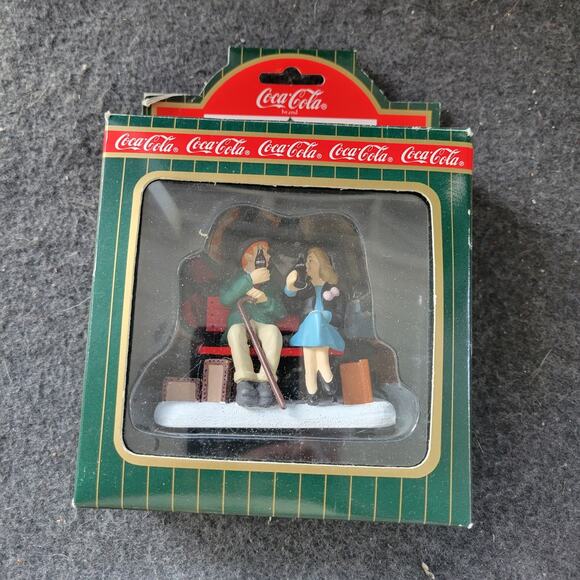 Vintage Coca Cola COKE Christmas Town Square Collectible Waiting For Local Bus - Picture 1 of 6